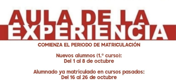 Comienza la Preinscripción del Curso académico 2025/26 del Aula de la Experiencia